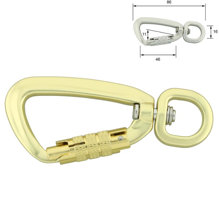 Aluminiums karabiner - 86/16 mm - twist-lock - Gull