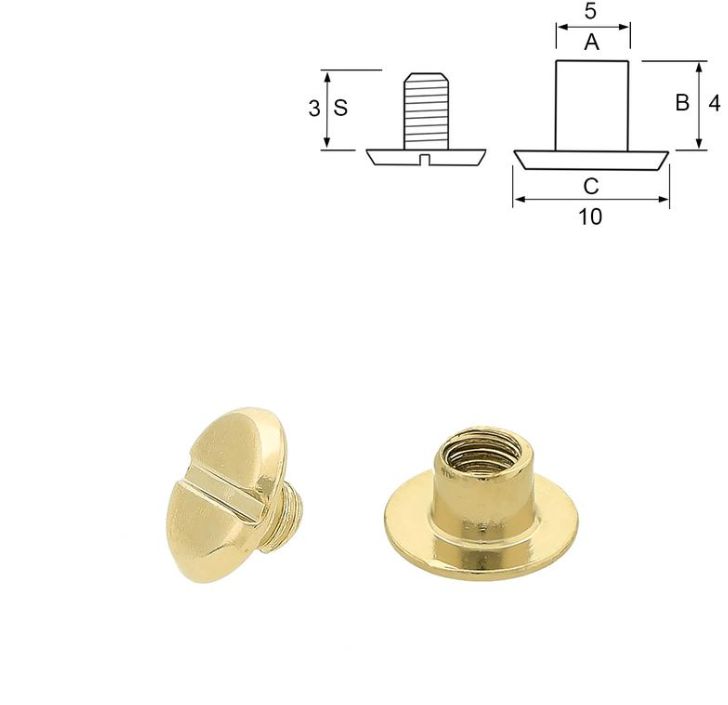 Messingbelagt bokskrue - 4 mm - 10pk