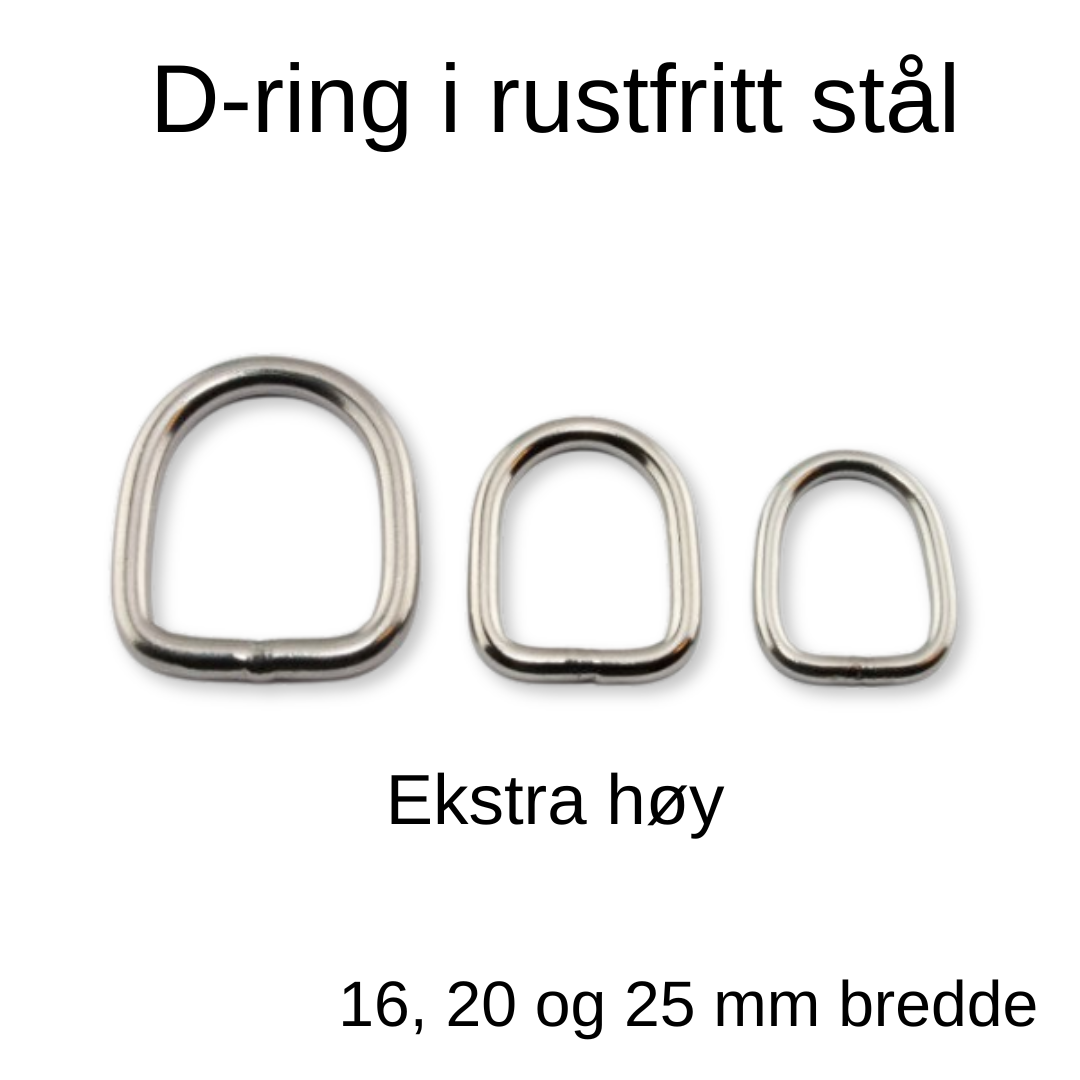 D-ring rustfritt stål - Høy