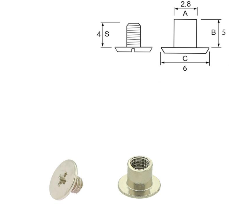 Liten forniklet bokskrue - 5 mm - 10pk