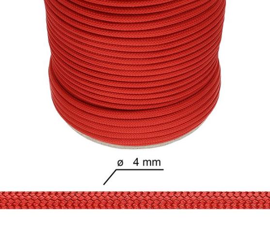 Paracord - 4 mm Rød - 100m Hel spole