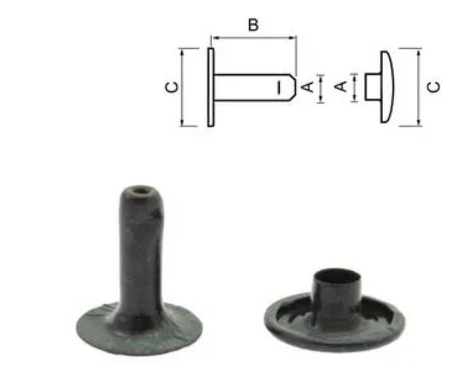 Svarte Niter - enkelt hode - 10mm