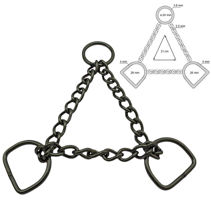 Halvstrup kjede - Svart - Rustfritt