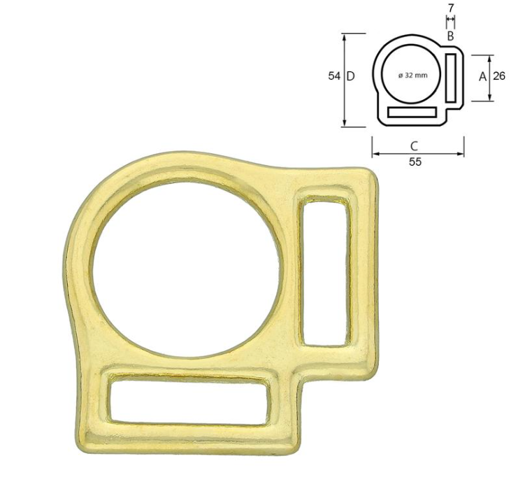 Grimering tosidig - messing