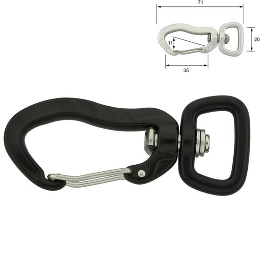 Aluminiums karabiner - 20 mm - SVART