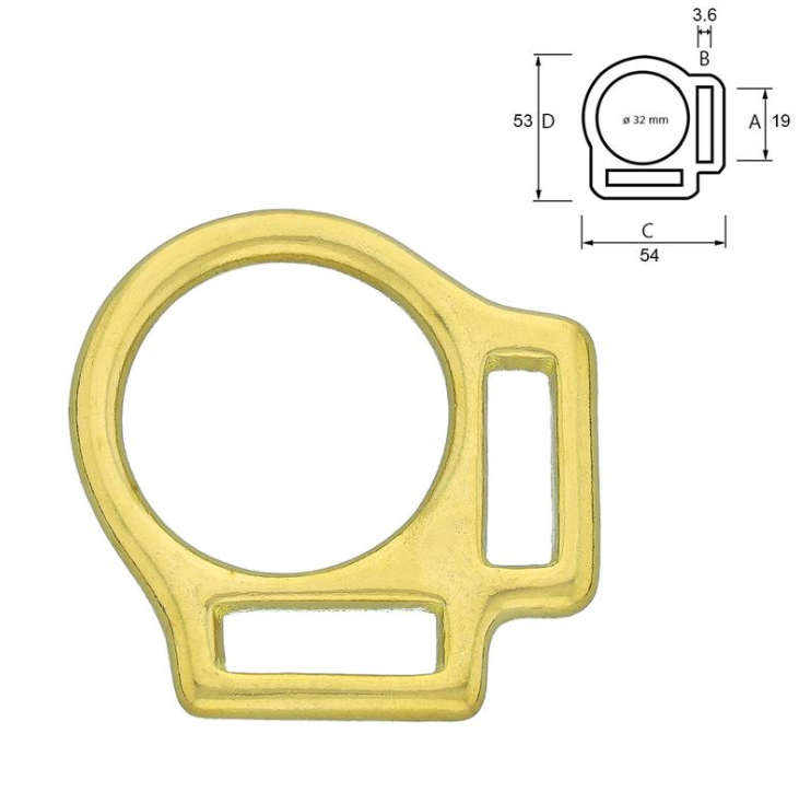 Grimering tosidig - messing